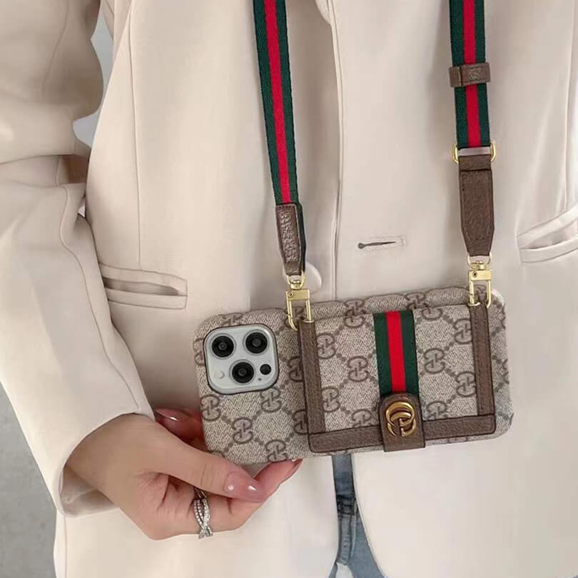 GG iPhone Case With Wallet And Crossbody Strap