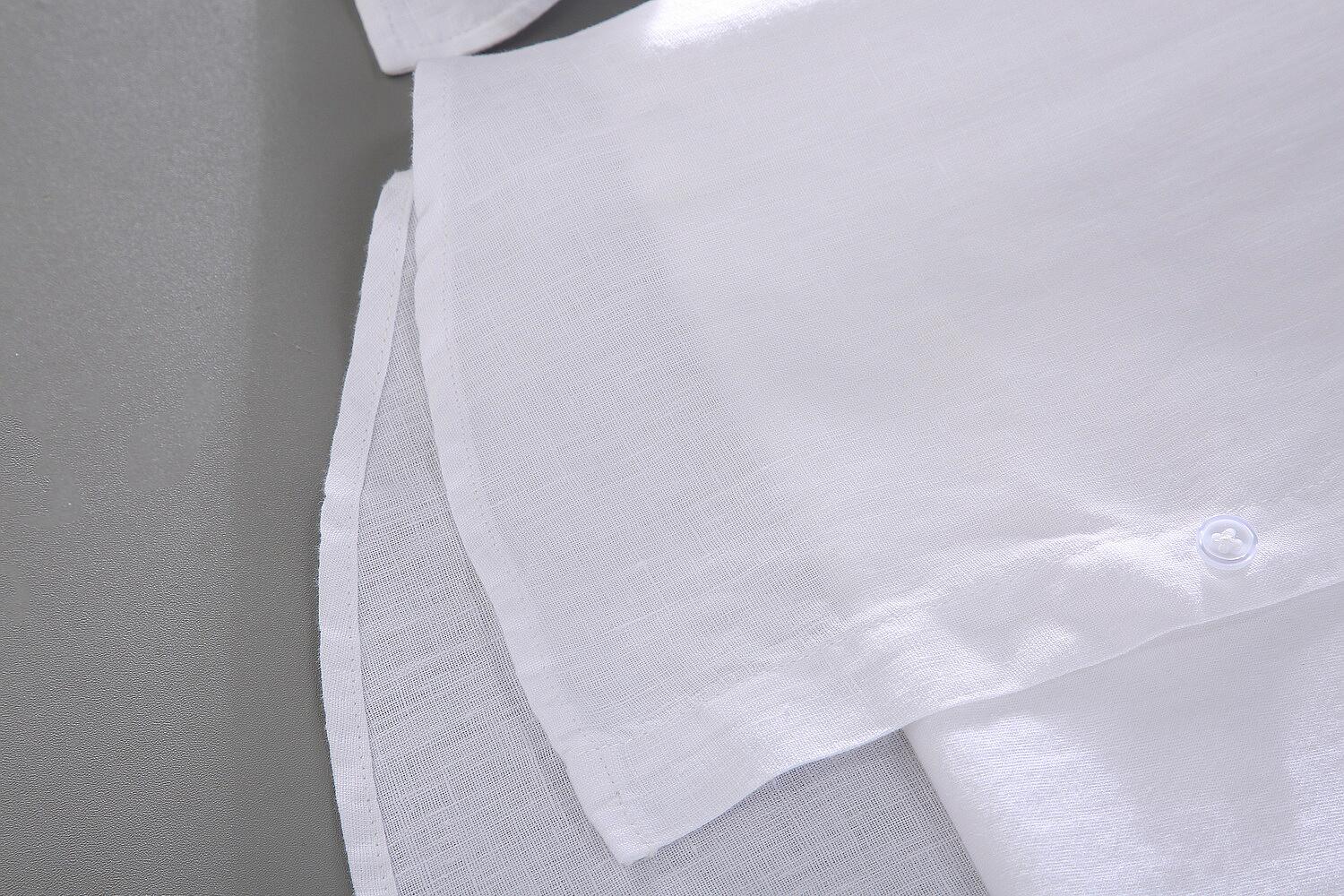 Vintage Linen Long Sleeve Stand Collar Shirt