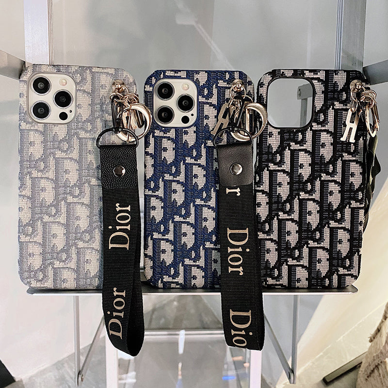 Monogram D R Retro Pattern With Strap iPhone Case