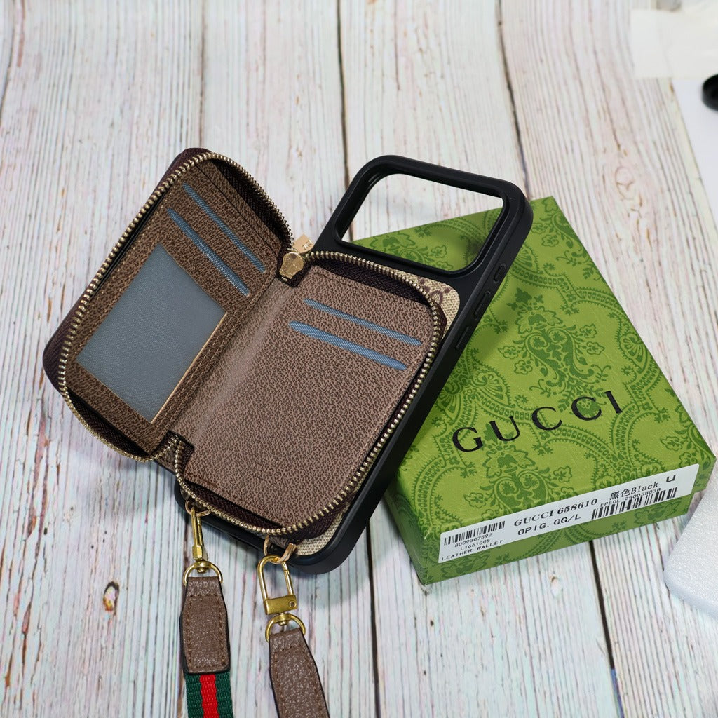 Advanced leather iPhone Case With Wallet And Strap