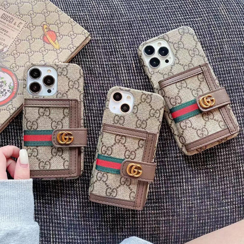 GG iPhone Case With Wallet Brown