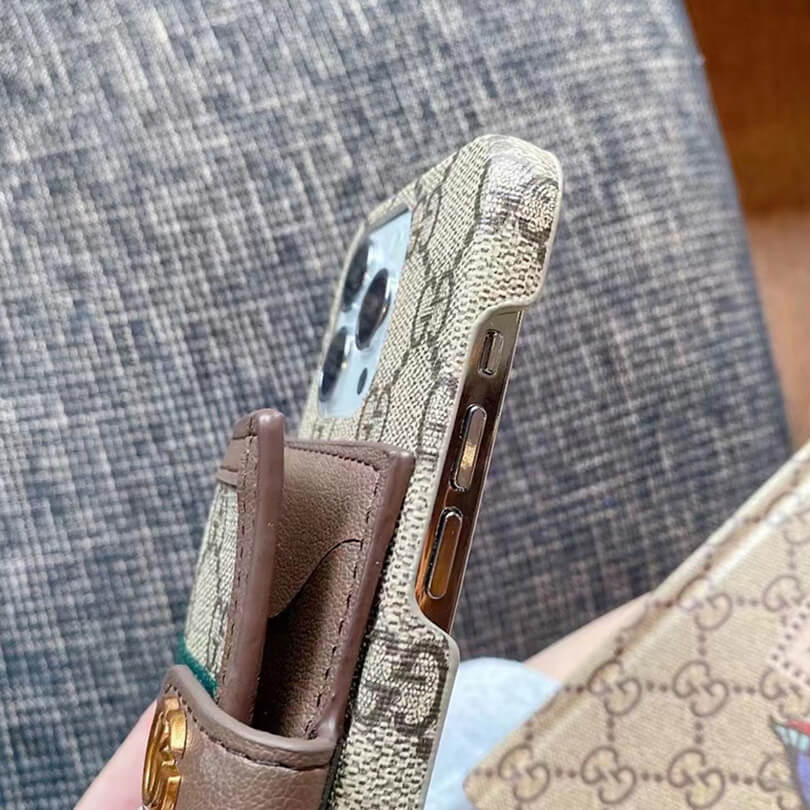 GG iPhone Case With Wallet Brown