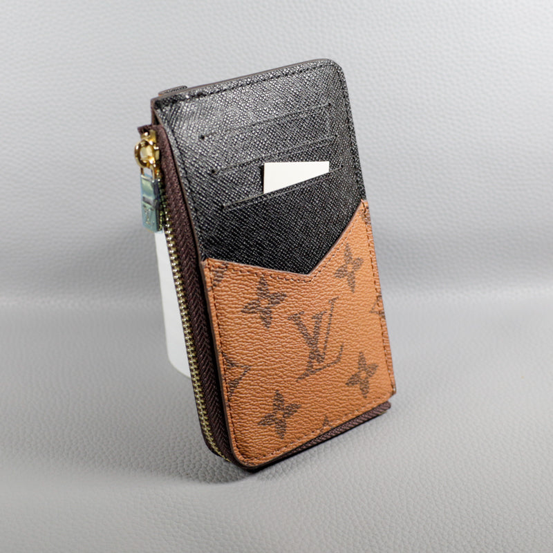 Louis Vuitton Wallet Card Holder Accent Monogram Zipper Wallet