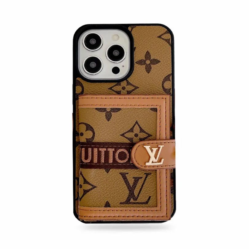 Leather Monogram Phone Case With Card Holder