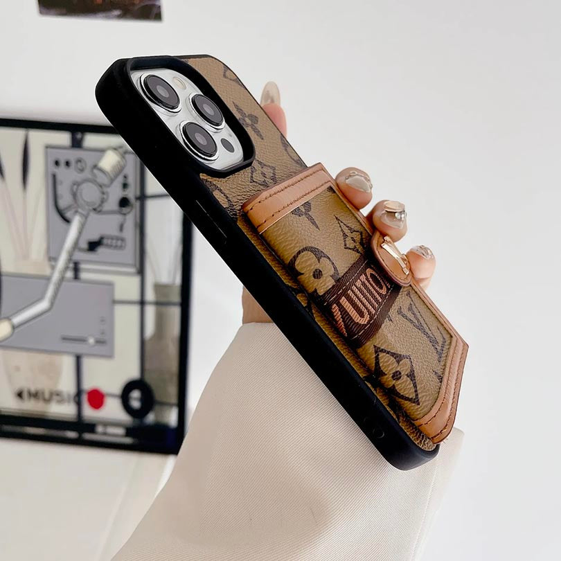 Leather Monogram Phone Case With Card Holder