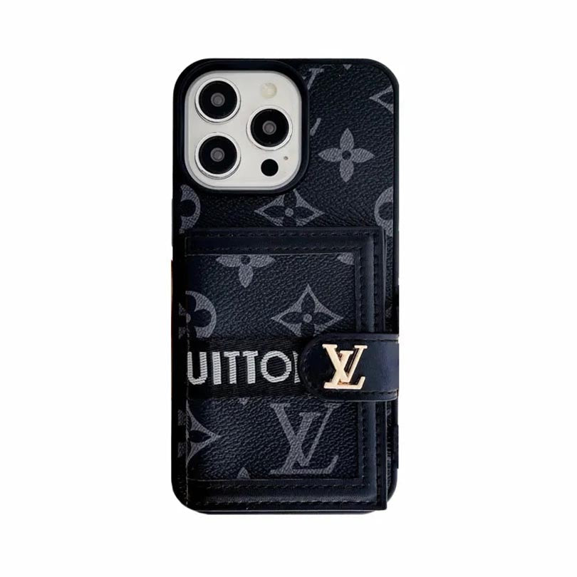 Leather Monogram Phone Case With Card Holder