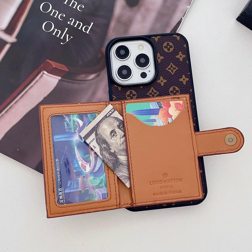 Leather Monogram Phone Case With Card Holder