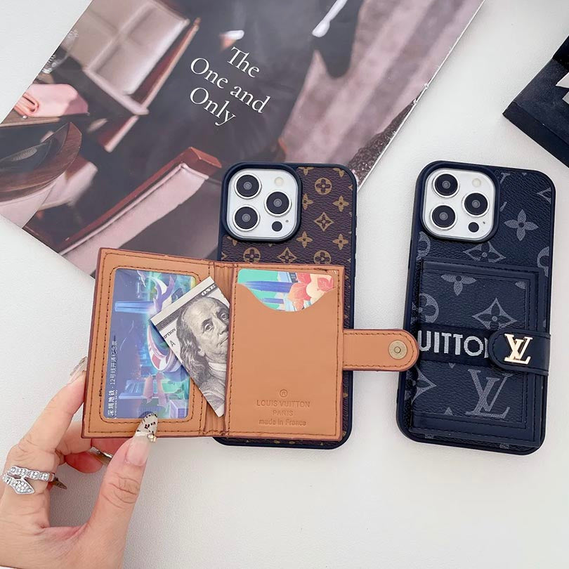 Leather Monogram Phone Case With Card Holder