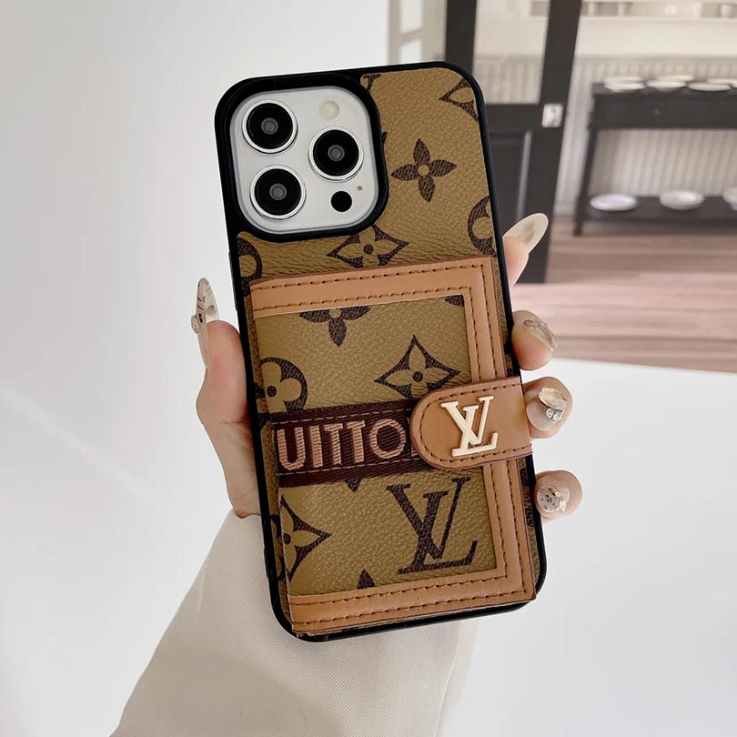 Leather Monogram Phone Case With Card Holder