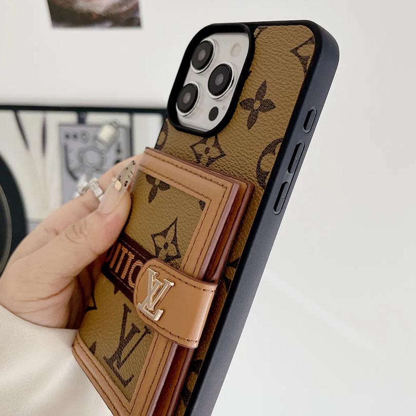 Leather Monogram Phone Case With Card Holder