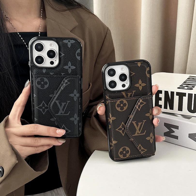 Designer Letter L V Phone Case With Card Holder