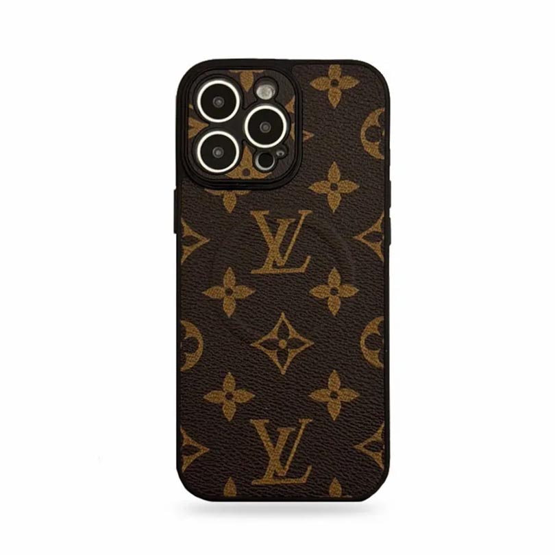 Leather Monogram iPhone Case with Stand