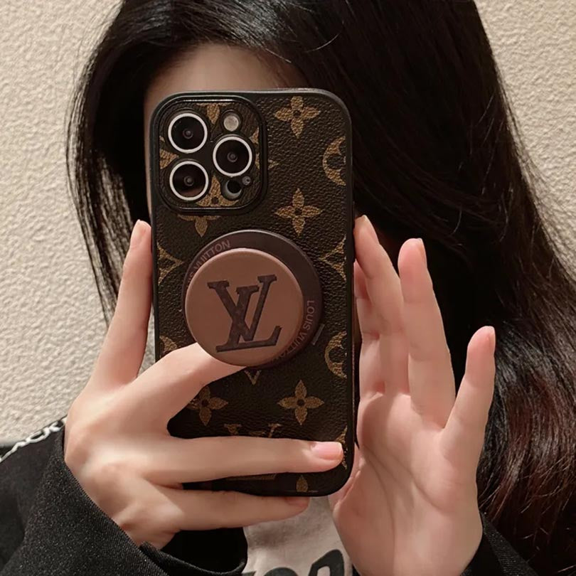 Leather Monogram iPhone Case with Stand