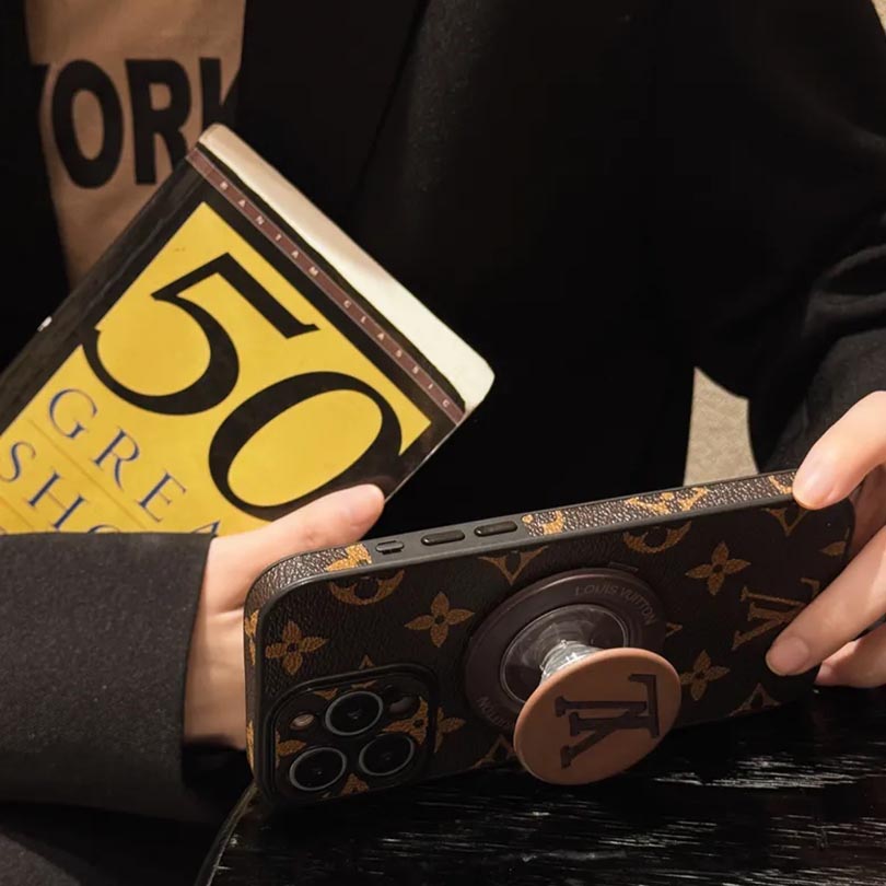 Leather Monogram iPhone Case with Stand