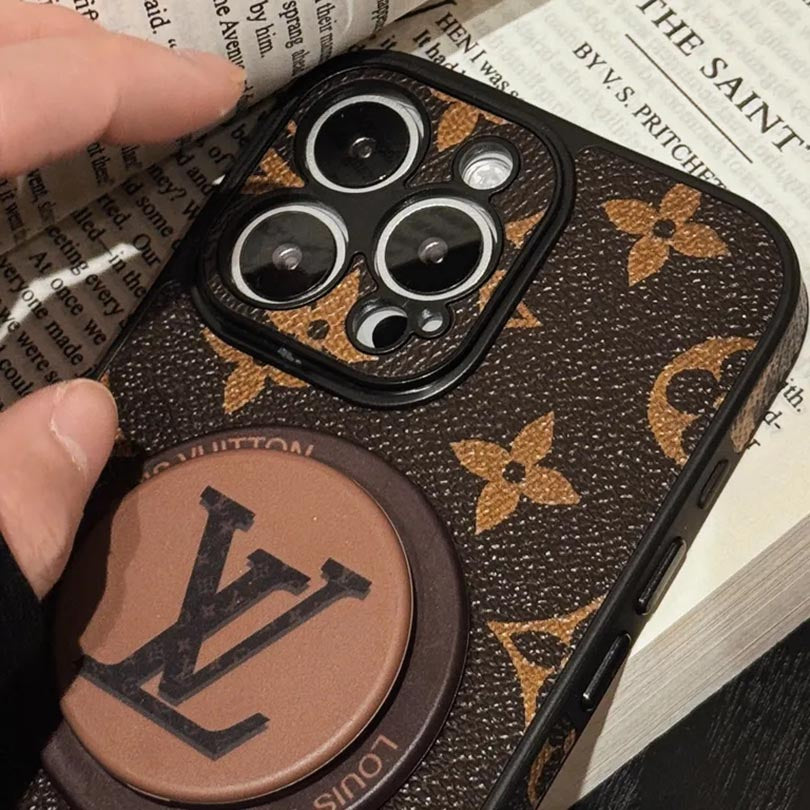 Leather Monogram iPhone Case with Stand