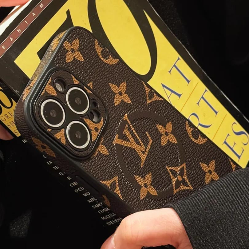 Leather Monogram iPhone Case with Stand