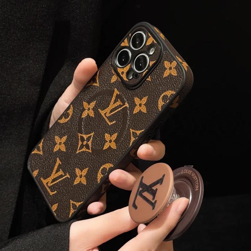 Leather Monogram iPhone Case with Stand