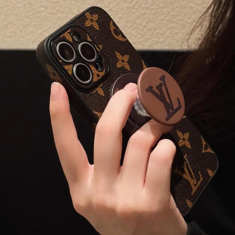 Leather Monogram iPhone Case with Stand