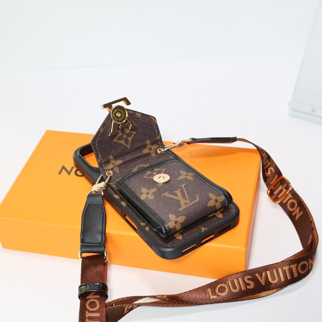 Luxury Advanced Leather iPhone Case with Card Holder & Strap