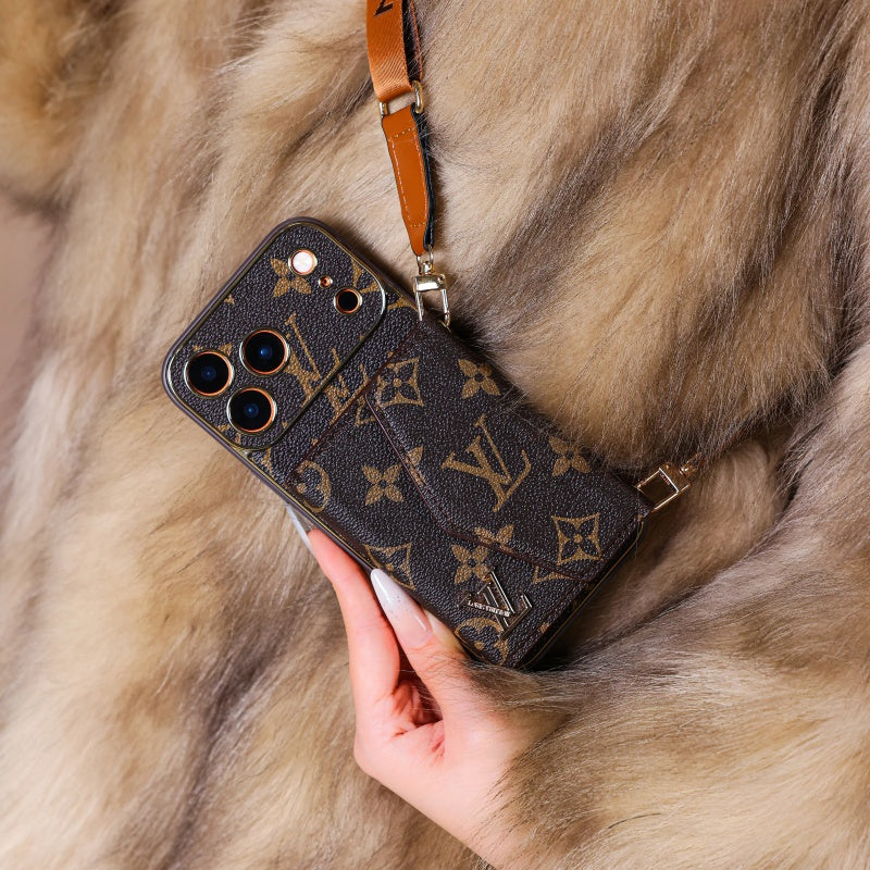 Luxury Advanced Leather iPhone Case With Wallet And Strap