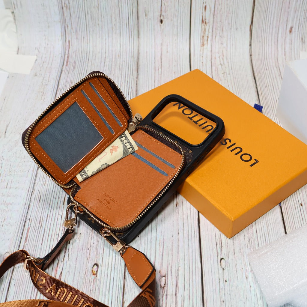 Advanced leather iPhone Case With Wallet And Strap