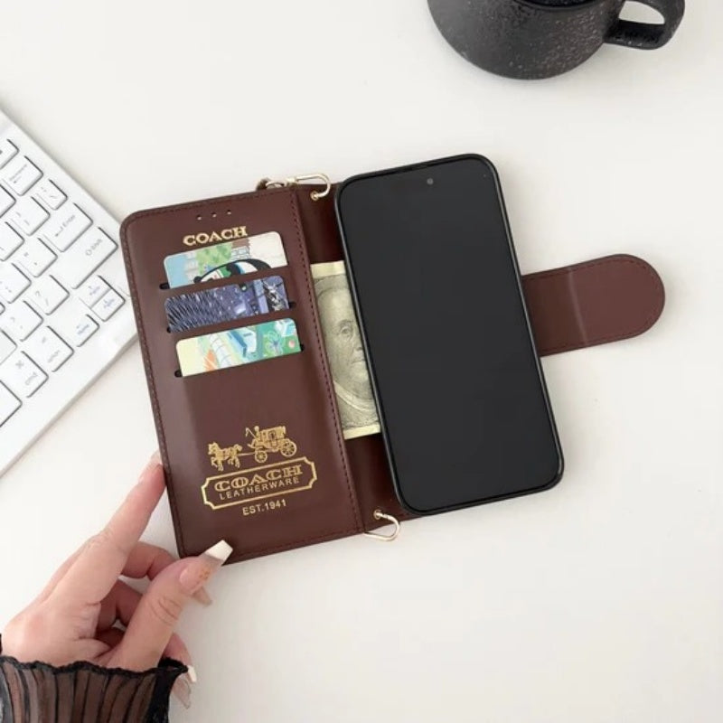 Leather Flip iPhone Case With Card Holder