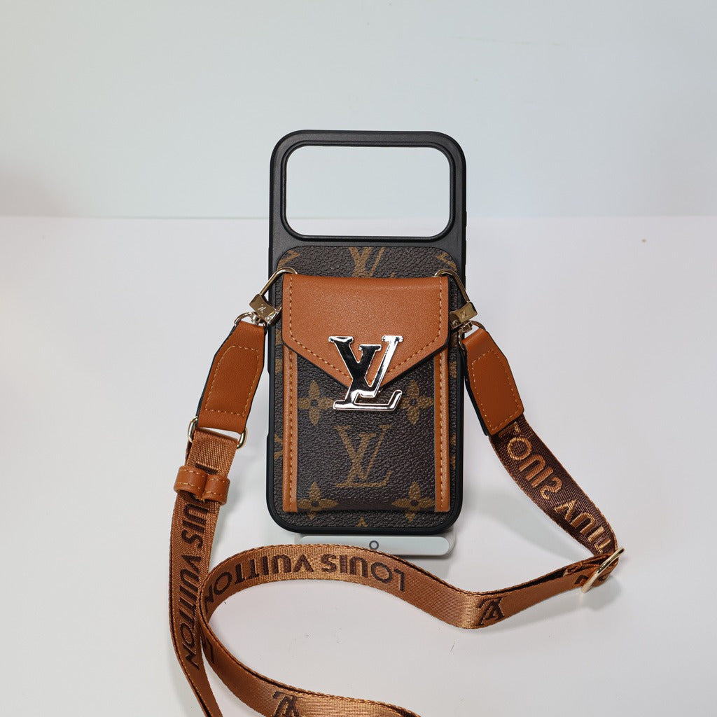 Luxury Advanced Leather iPhone Case with Card Holder & Strap