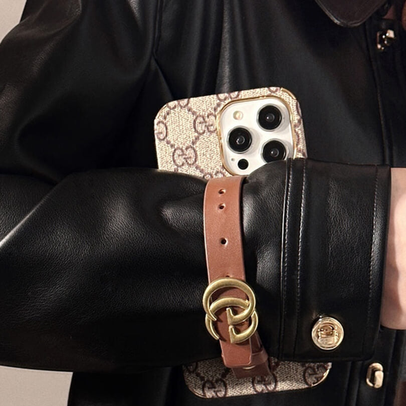 GG Luxurious Leather iPhone Case With Holder