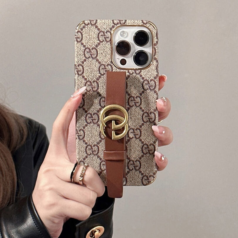 GG Luxurious Leather iPhone Case With Holder