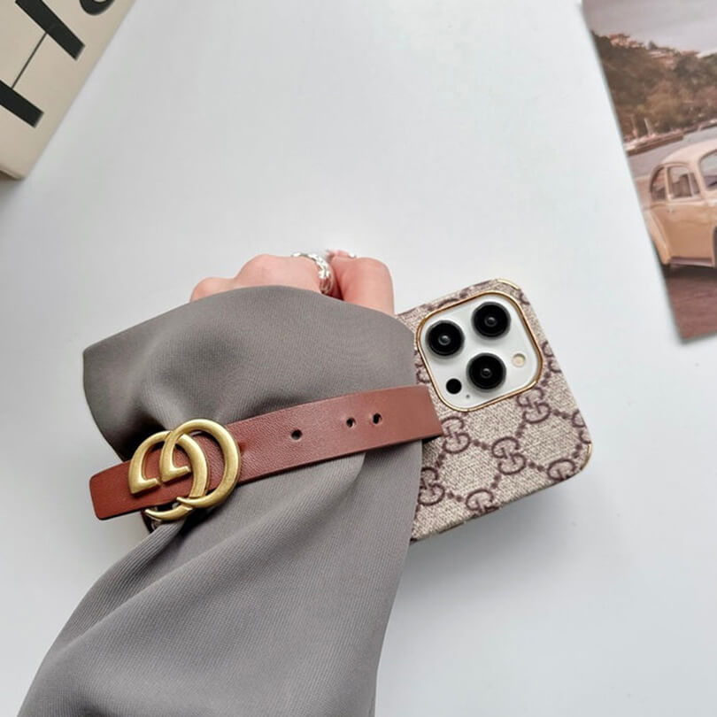 GG Luxurious Leather iPhone Case With Holder