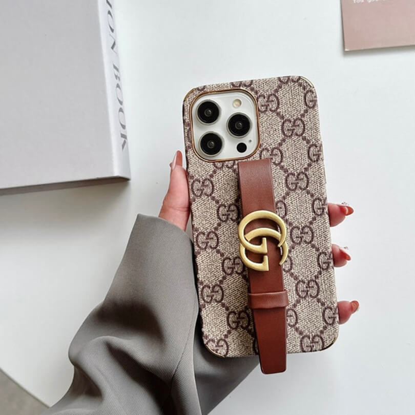 GG Luxurious Leather iPhone Case With Holder