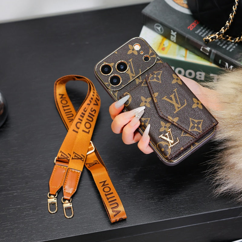 Luxury Advanced Leather iPhone Case With Wallet And Strap