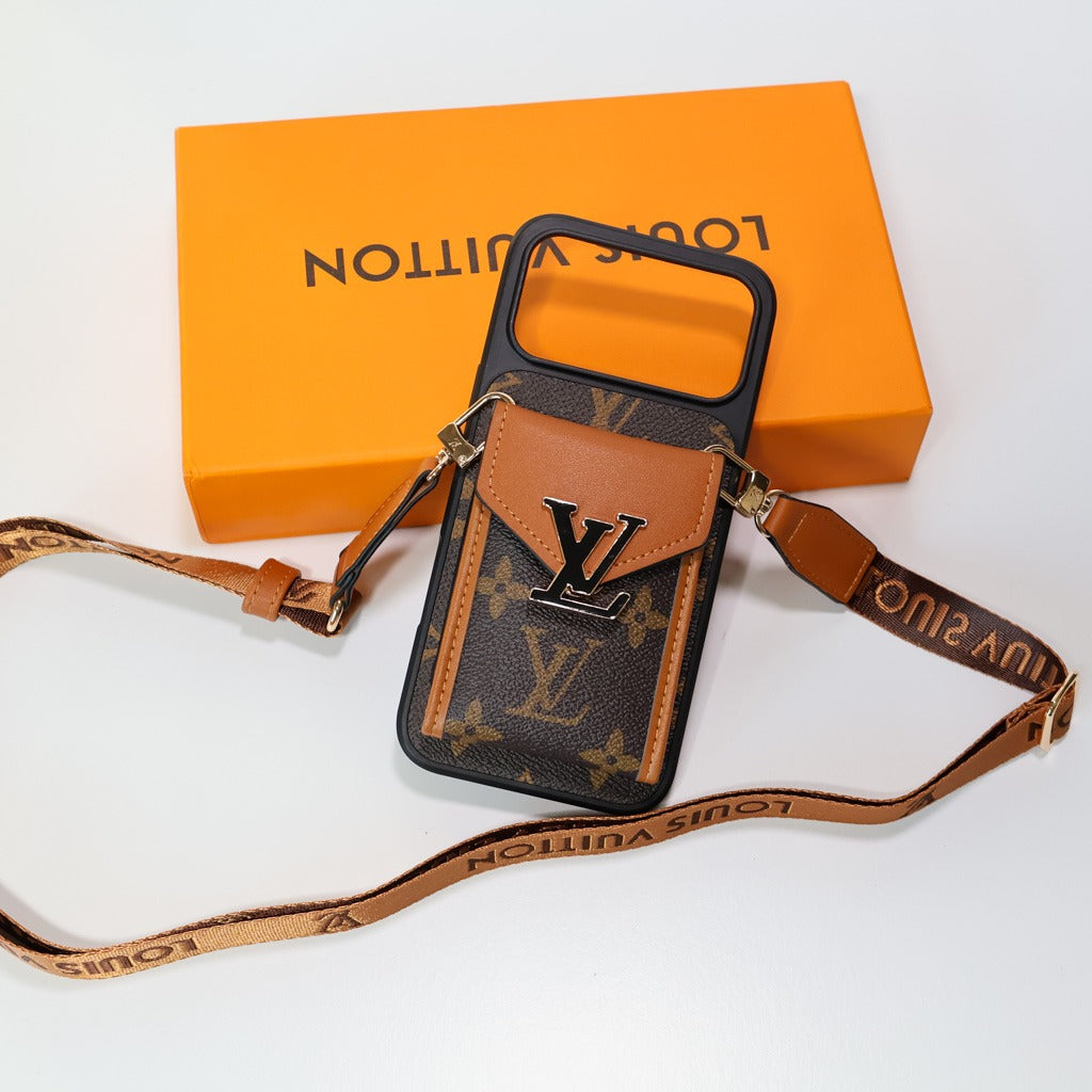 Luxury Advanced Leather iPhone Case with Card Holder & Strap