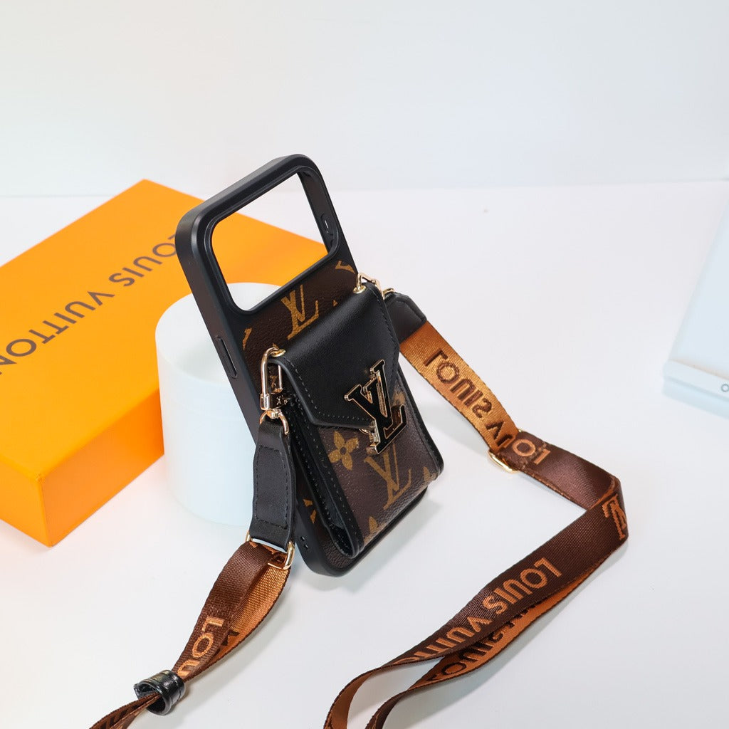 Luxury Advanced Leather iPhone Case with Card Holder & Strap
