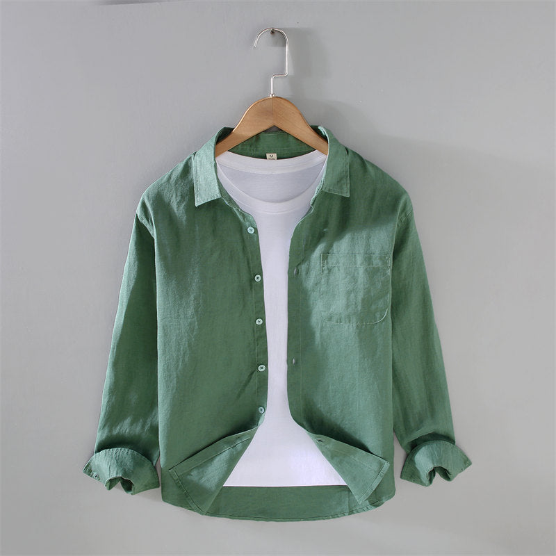 Simple Pure Linen Long Sleeve Shirt