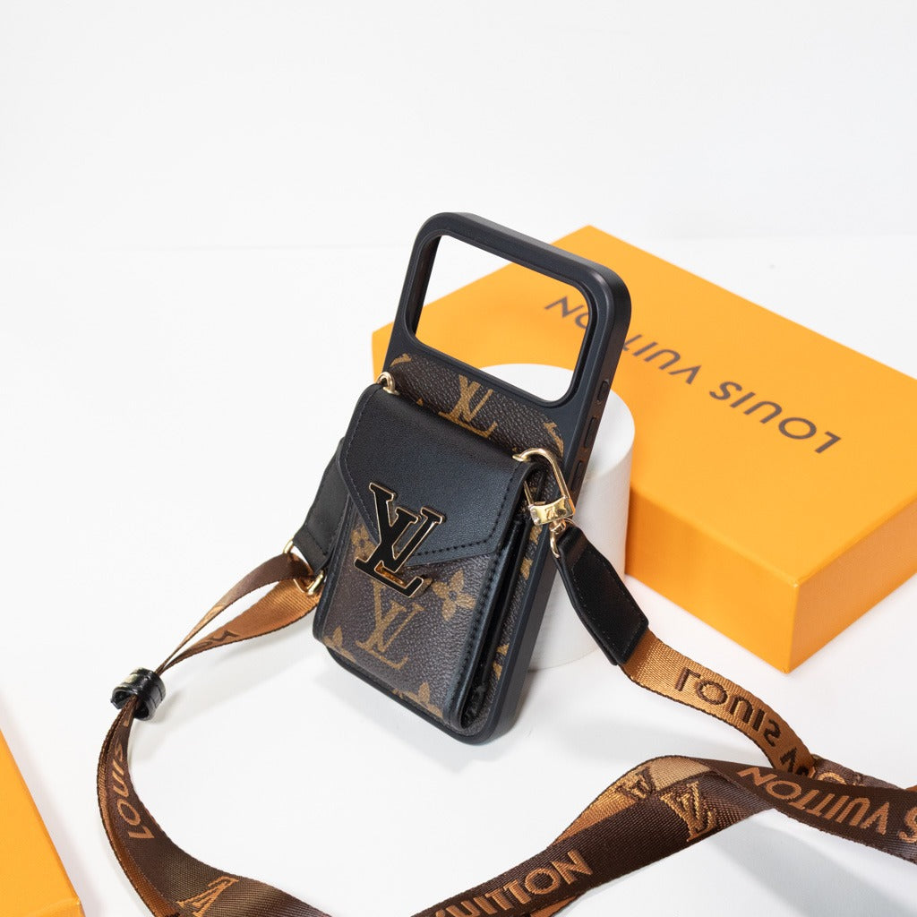 Luxury Advanced Leather iPhone Case with Card Holder & Strap