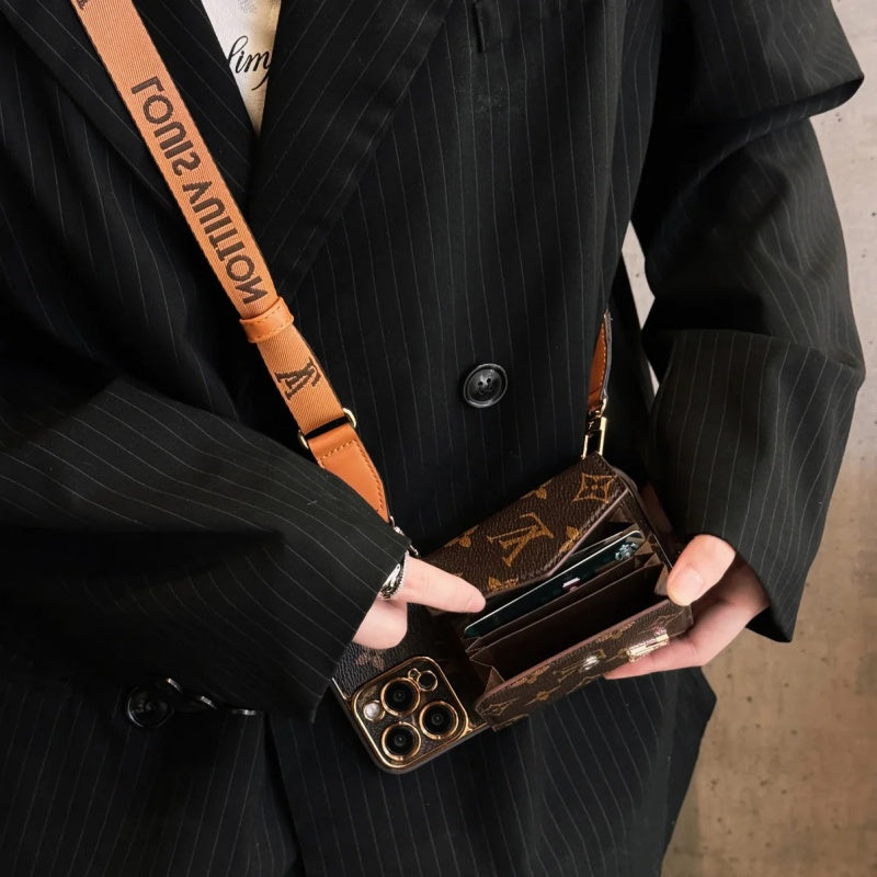 Luxury Advanced Leather iPhone Case With Wallet And Strap