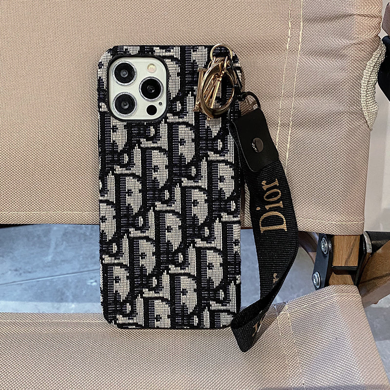 Monogram D R Retro Pattern With Strap iPhone Case