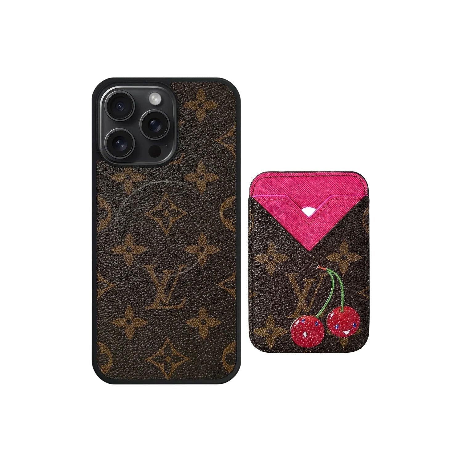 Set Magsafe Cardholder Cherry Pink iPhone Case