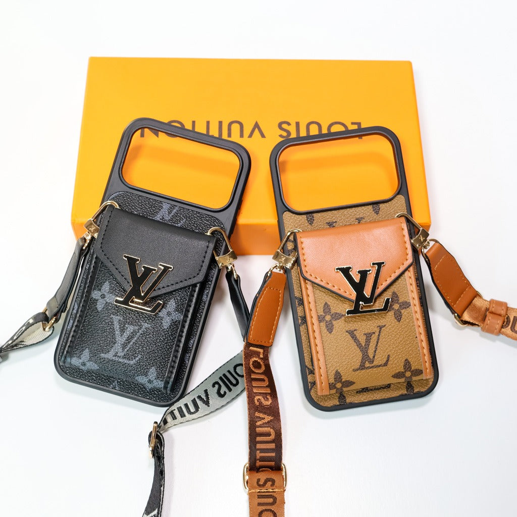 Luxury Advanced Leather iPhone Case with Card Holder & Strap