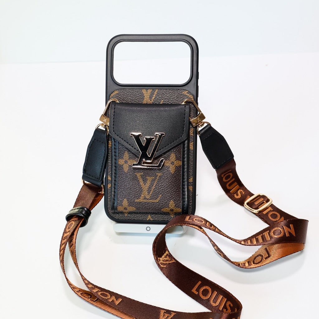 Luxury Advanced Leather iPhone Case with Card Holder & Strap