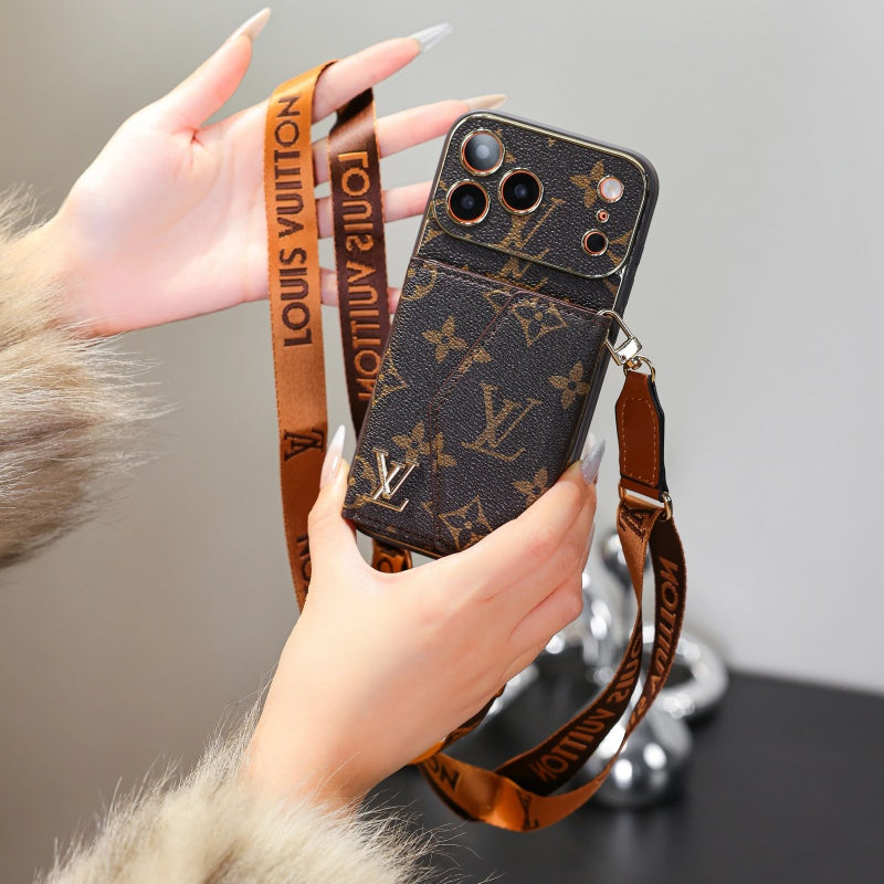 Luxury Advanced Leather iPhone Case With Wallet And Strap