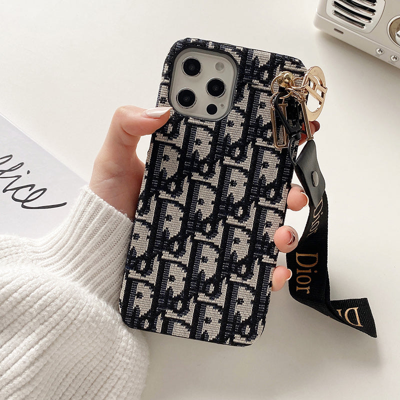 Monogram D R Retro Pattern With Strap iPhone Case